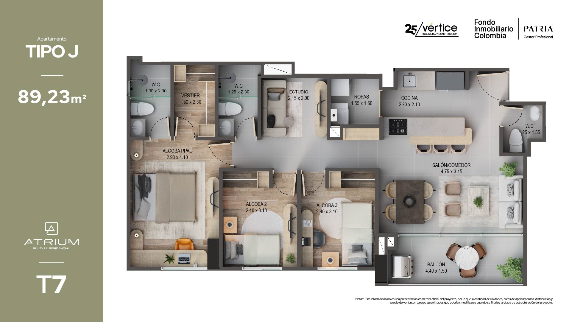 Tipologías — Atrium Bulevar Residencial